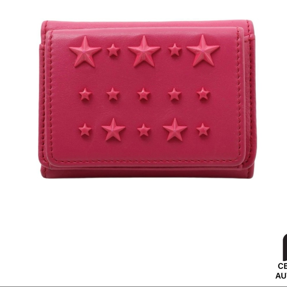 Jimmy Choo Pink Star-Studded Tri-Fold Wallet